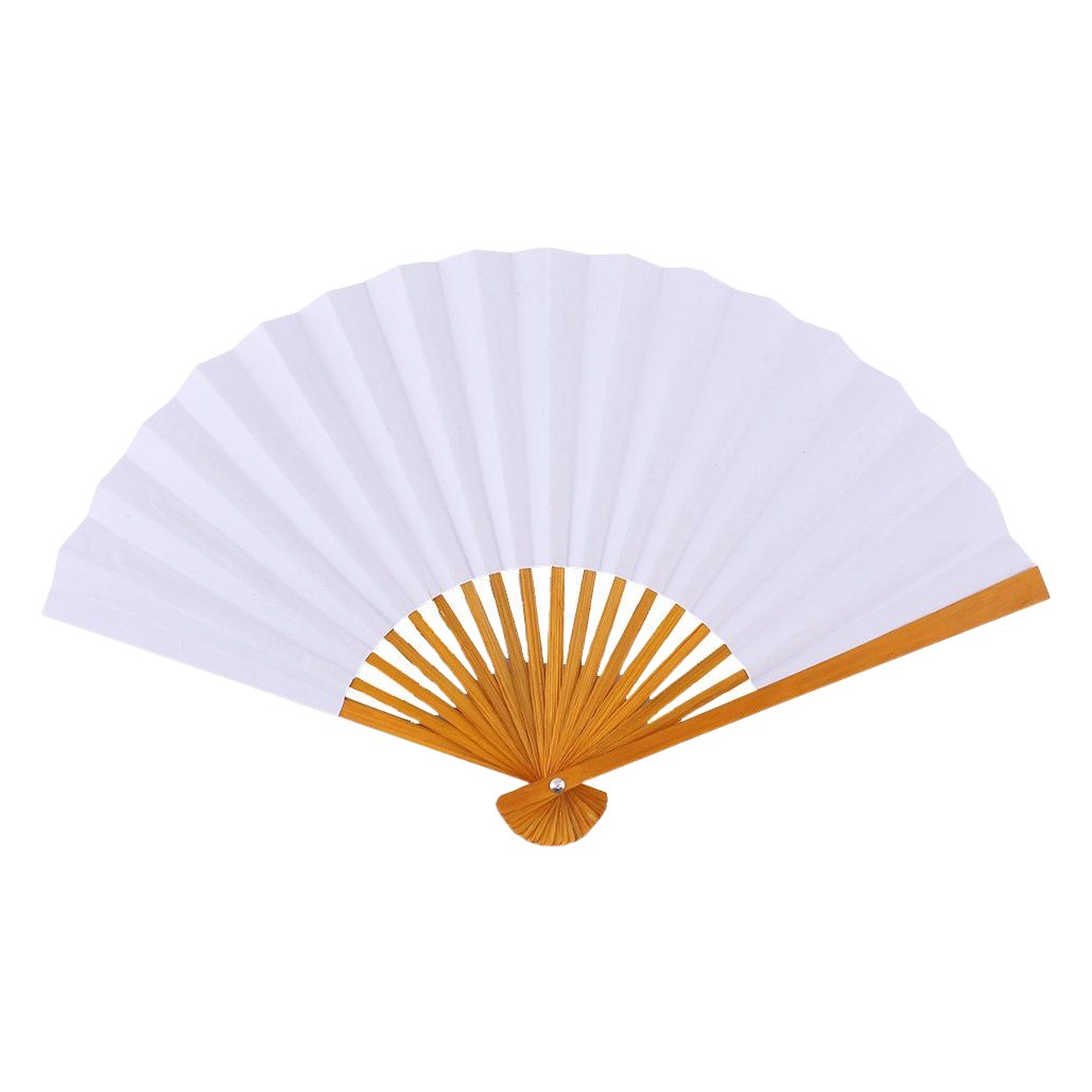 Ventilador de papel en blanco bricolaje pintura infantil simple color blanco ventilador plegable jardín de infantes material hecho a mano ventilador fresco