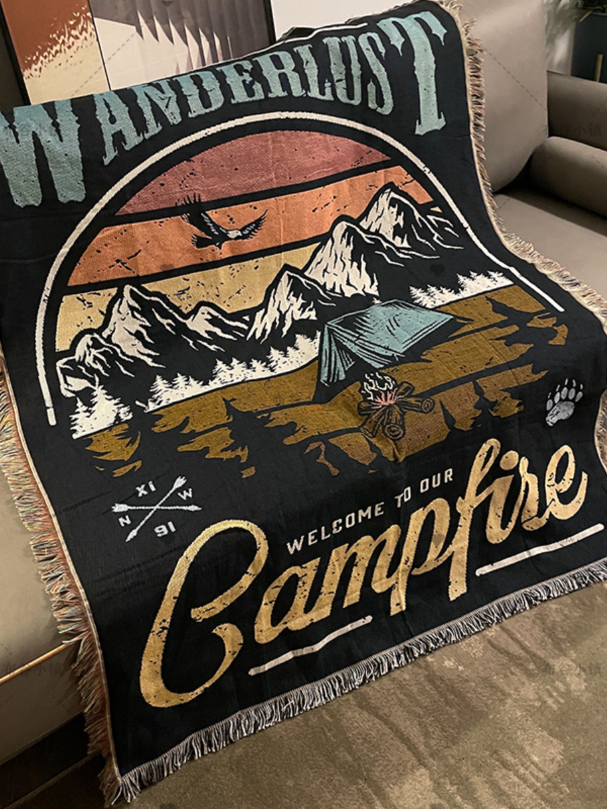 (약간의 불량 및 고아품) 아메리칸 레트로 소파 커버 인스타일 인터넷 연예인 캠핑 담요 도매 도매