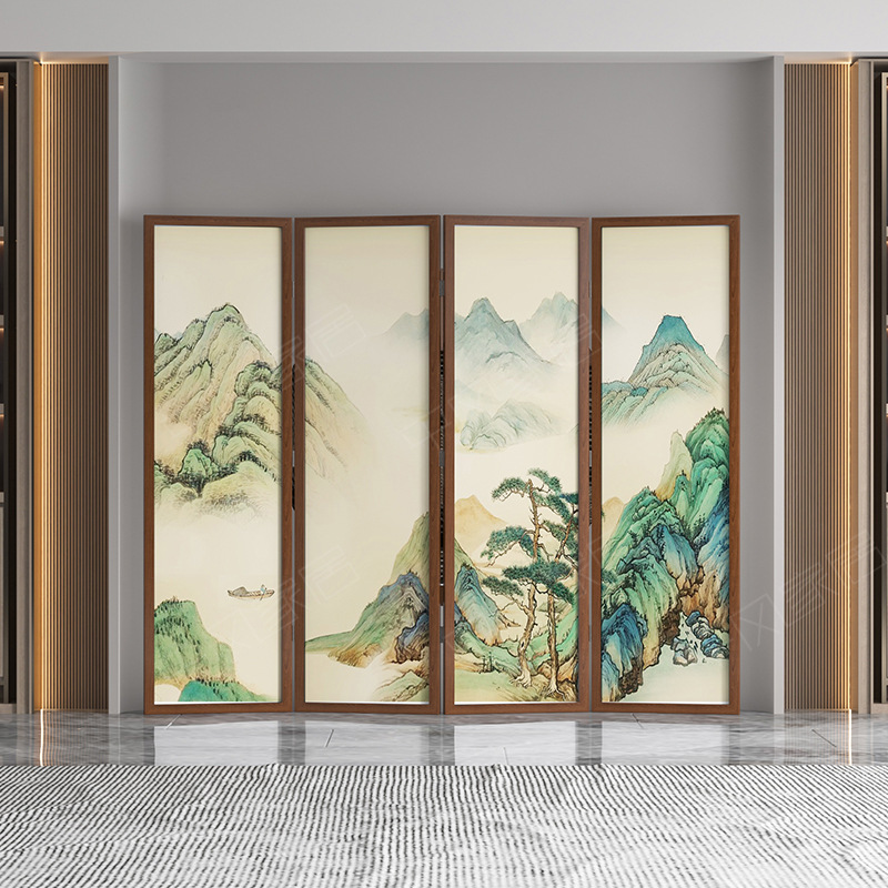 Screen partition living room bedroom office Antique Modern folding mobile solid wood hotel folding screen ink landscape