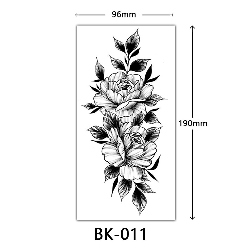 クロスボーダー特別供給スケッチフラワータトゥーステッカースケッチタトゥーステッカーバラの花黒と白の花タトゥー|undefined