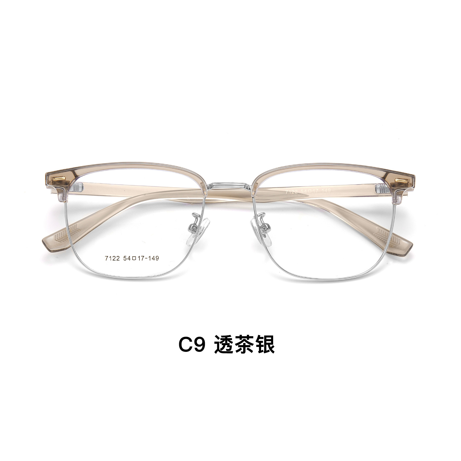 Desgaste de moda de té transparente blanco aleación ceja marco cuadrado gafas marco flexible TR piernas pueden ser equipados con gafas Danyang lote