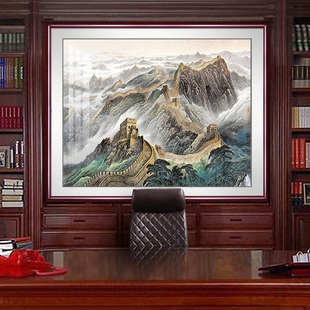 Golden Great Wall Landscape Painting Office Hanging Painting Decorative Calligraphy and Painting Living Room Background Wall Landscape Mural