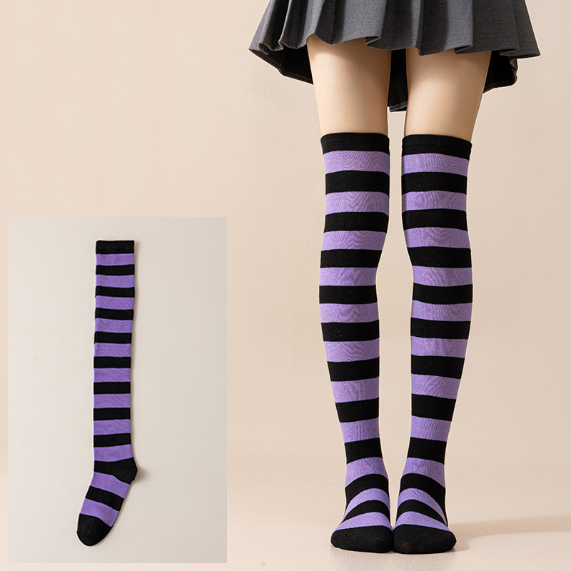 Calcetines Largos Bucaneras a Rayas para Mujer de Poliéster y Spandex, Absorción del Sudor, para Cosplay image 21