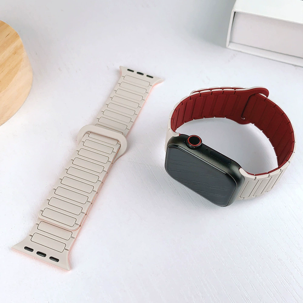 Подходит для Apple Watch1-11 поколения/Ultra3/SE3 второго поколения три бусины силиконовый магнитный ремешок