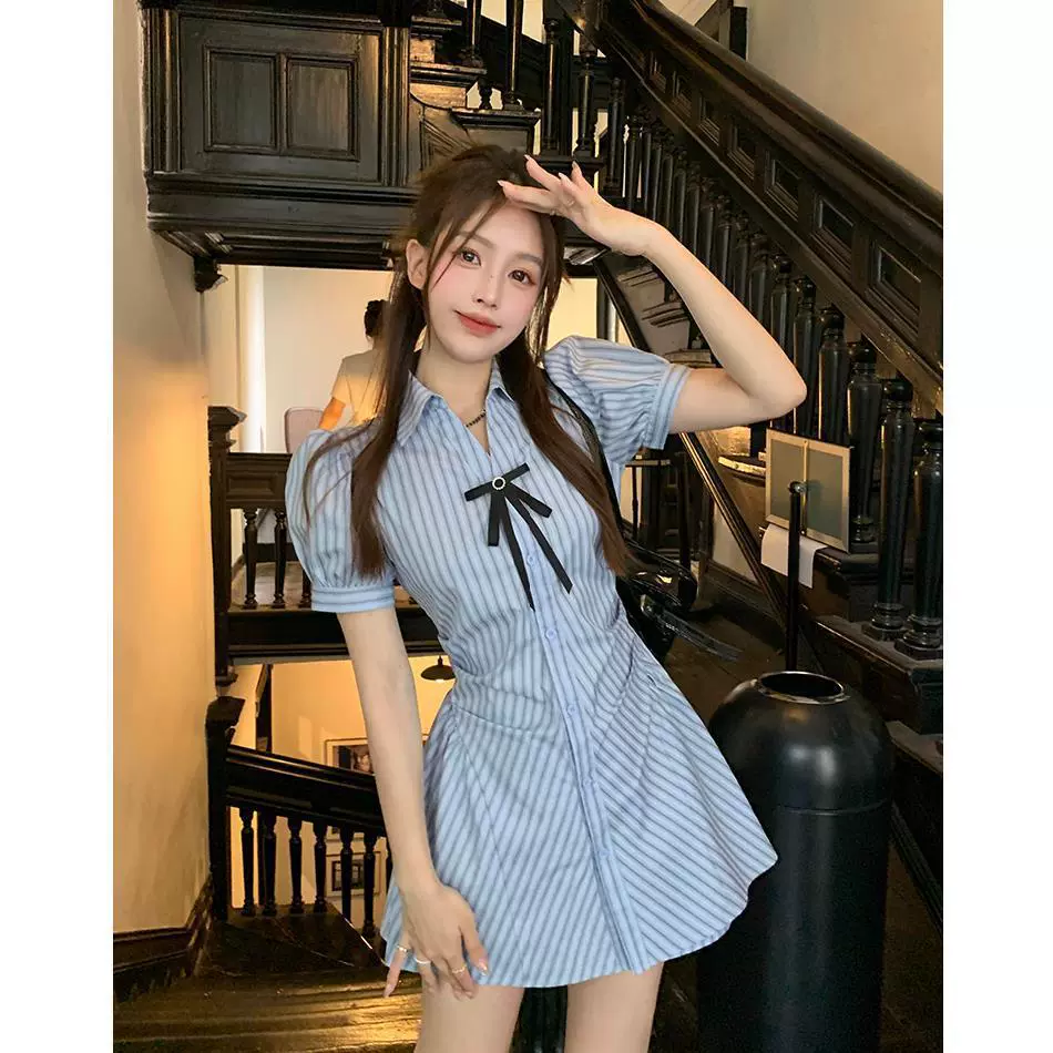 Трансграничный набор женщин новый премиум чувство повседневное платье в полоску женские шорты модный набор из двух частей