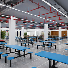 食堂餐桌椅 学校工厂员工学生4人食堂专用长方形连体餐桌椅组合