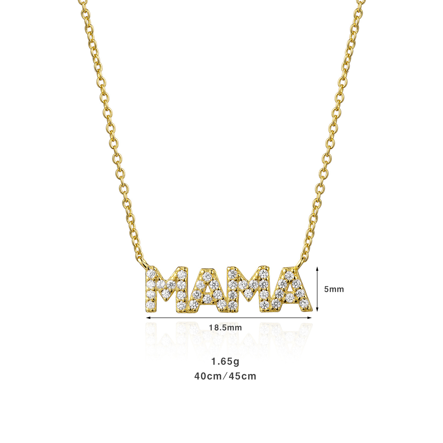 5g Weight 925 Sterling Silver Zircon Cable Chain Plating Inlay Letter Necklace