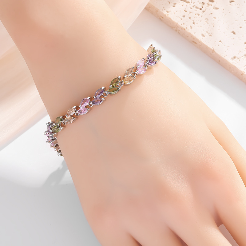 Damen Armband Aus Zirkon Und Legierung Mit Blatt Design_voghion.com