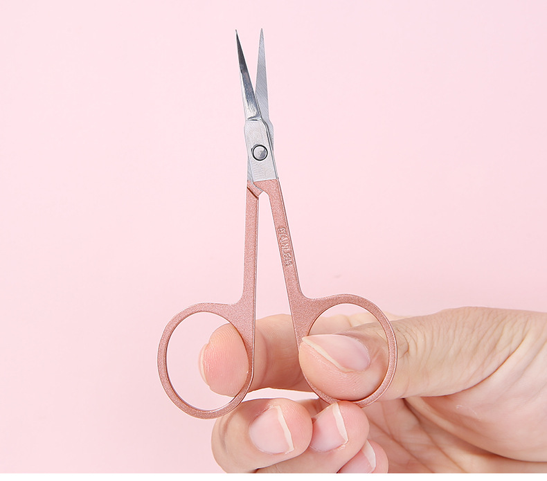 LMLTOP Coffee-colored pointed eyebrow scissors, stainless steel scissors, false eyelashes, double eyelid stickers, beauty Scissors TOP-020 undefined