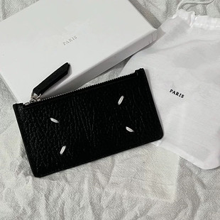 Pyc 22Ss First-Layer Cowhide Long Coin Purse Wallet for Men and Women Fashionable Four-Corner Stitch Zipper Card Holder Wallet