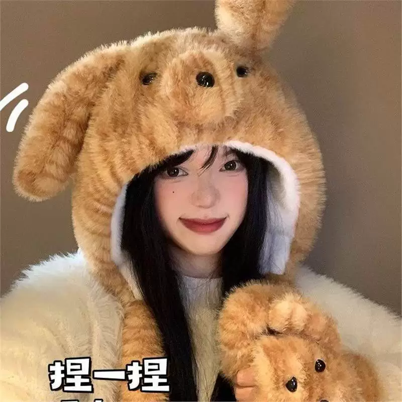 Velvet winter cartoon keep warm hat