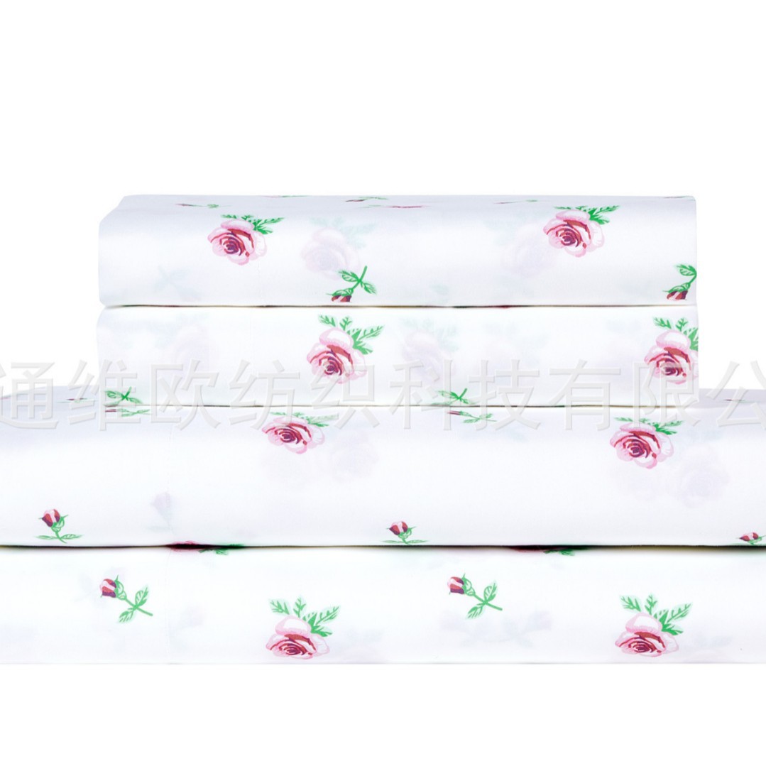 Weiou Cross-Border Home Textiles Amazon Ebay Bed Sheetss and Fitted Bed Sheetss Export Plain Printed Four-Piece Set Bed Sheetsetss