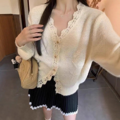 法式设计甜美风重工立体花软糯长袖针织开衫秋季新品高级感毛衣女