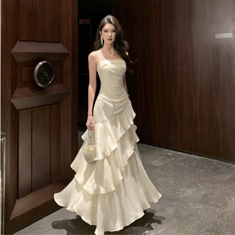 Niche Luxury High-End Strapless Gown for Coming-Of-Age Ceremony, Mermaid Birthday Dress, Floor-Length Gown, Extra-Long Style with a Sense of Sophistication