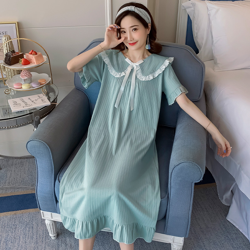 Pijama de mangas largas para mujeres sobre las rodillas pijama de viento primavera y otoño de hadas corte muñeca cuello princesa viento conjunto de verano
