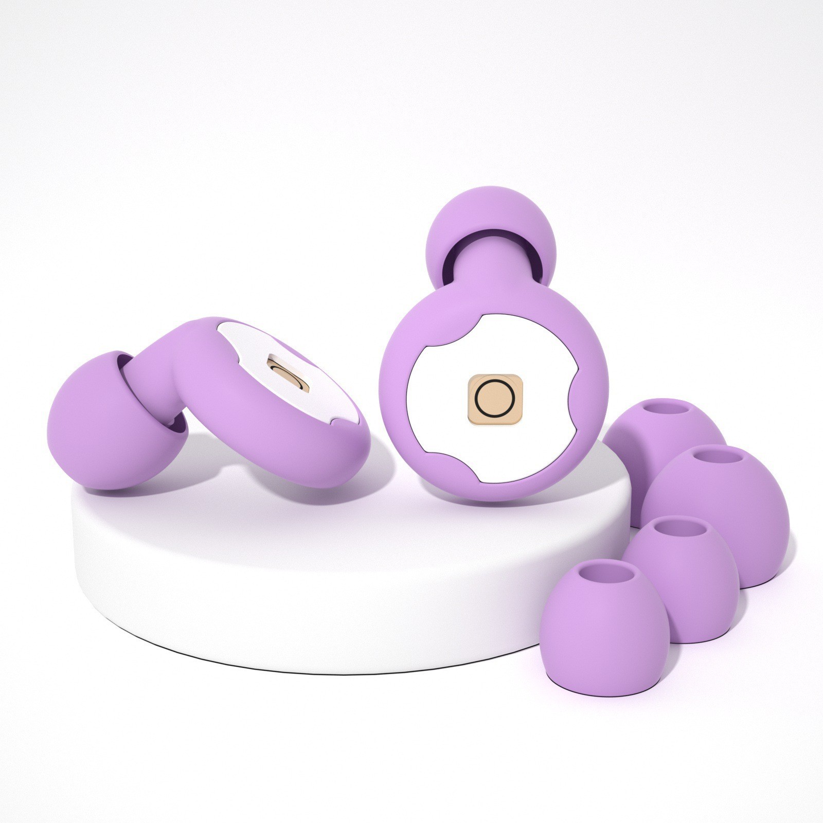 원형 필터형 귀마개 + 필터 + 마카롱 가방 + PP 보관함 보라색