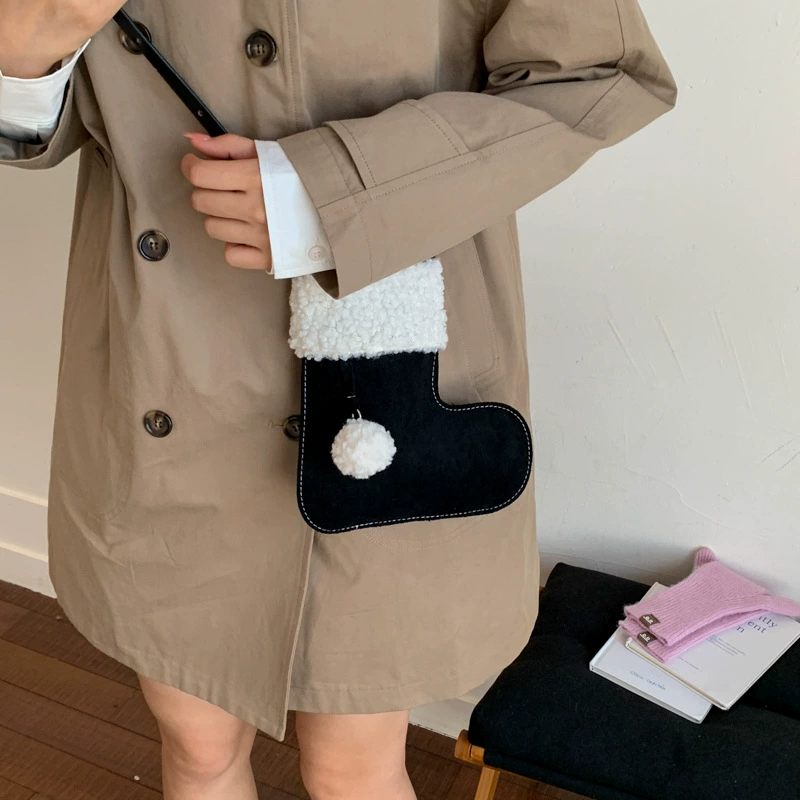 Demi-season fashionable matte boots, one-shoulder bag