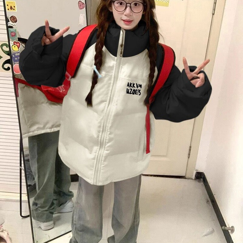 Winter Long-sleeved Thickened Cotton-padded Coat Warm Jacket Vest Jacket Rock Fun Bread Cotton-padded Coat Down Cotton Clothes for Women