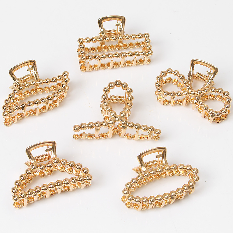 Simple alloy grab clip hairpin geometric pearl diamond DIY hairpin head clip hair accessories wholesale