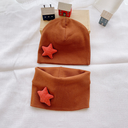 New autumn and winter children's hood, scarf and neck set, two-piece warm infant and toddler hat and neck set