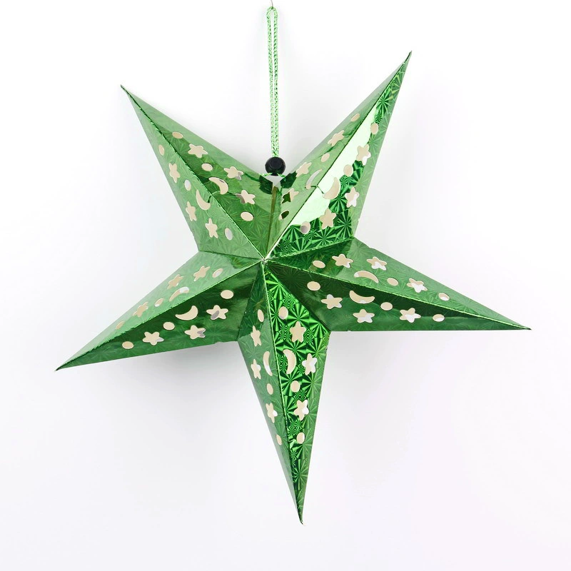 Laser‑cut hollow pentagram hanging star decoration, metallic colors, sizes 30–120 cm