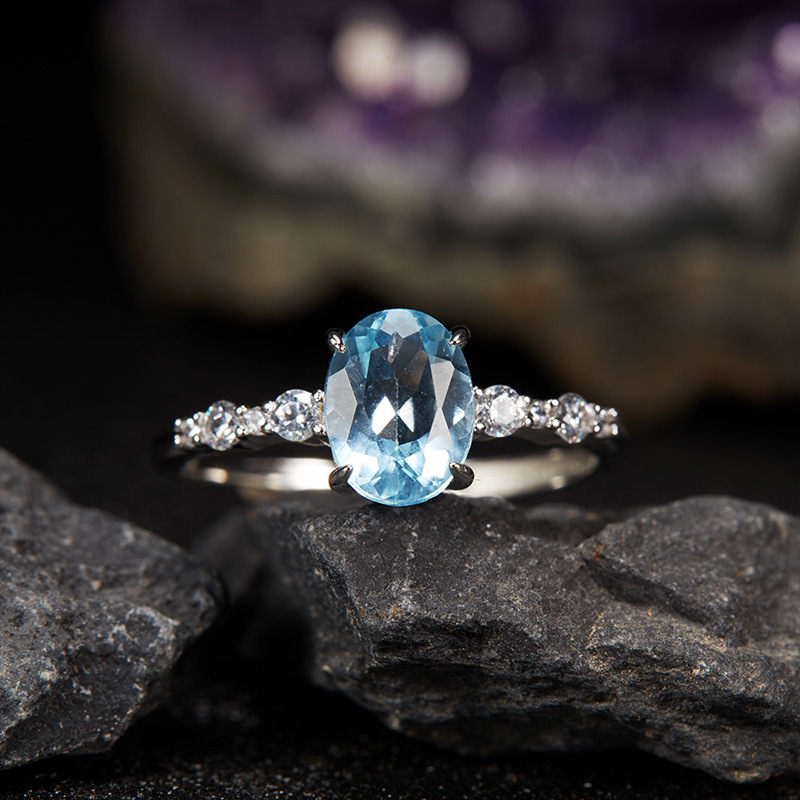 Bagues en argent massif S925 serties de pierres précieuses naturelles (améthyste, citrine, topaze, grenat, péridot) pour femmes (vente en gros)_voghion.com