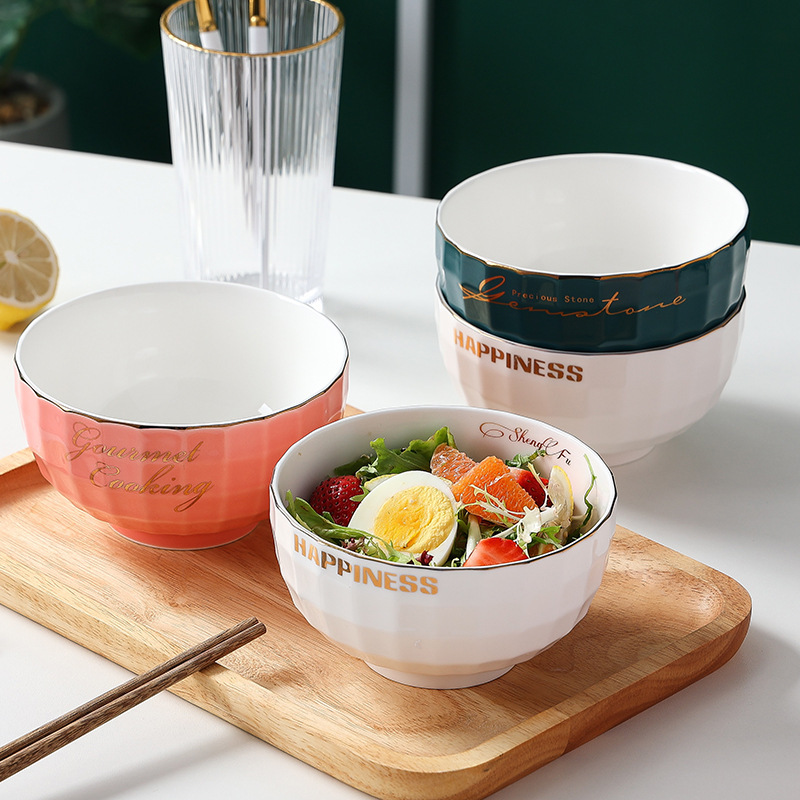 Pk7J Ceramic Bowl for Home Use Single Eating 2021 New Anti-Scalding Large Cute Rice Bowl Noodle Bowl 5inch Bowl One Person