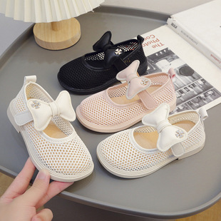 Mesh Hollow Sports Sandals 2023 Summer New Children's Mesh Shoes Breathable Children's Bow Crocs for Middle and Large Children