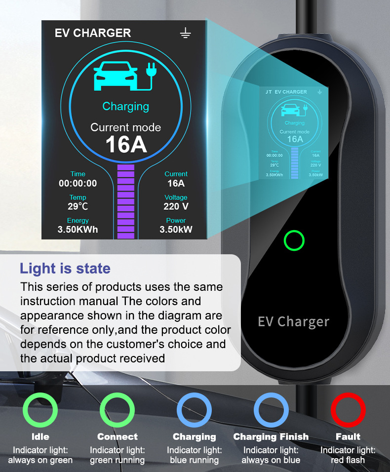 TYPE2 charging station 7KW European standard Tesla AITO new energy vehicle portable on-board charging gun charging station