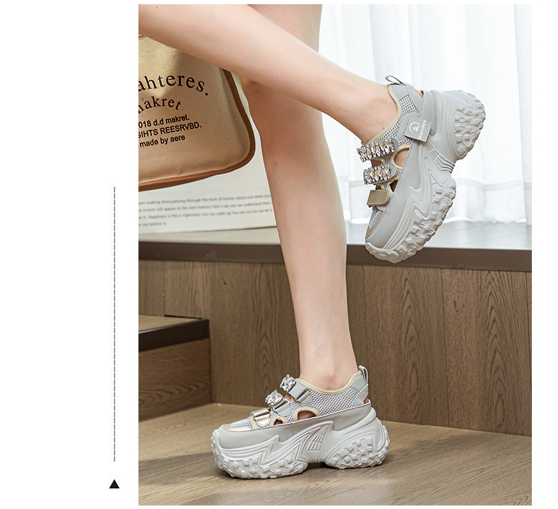 Giày sneaker nữ đế dày lưới rỗng đính đá thoáng khí thời trang đa năng — M2598 màu trắng, M2598 màu xám chi tiết 13