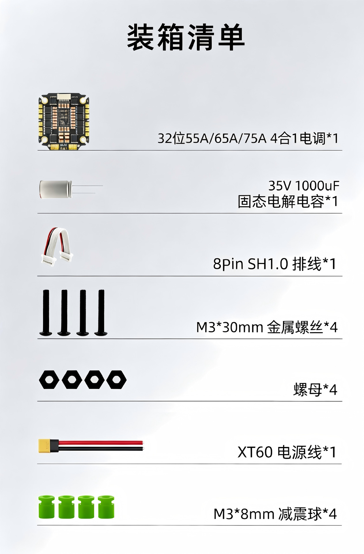 Aocoda-RC 3055/3065/3075 AM32 32Bit 55A/65A/75A four-in-one electronic regulator