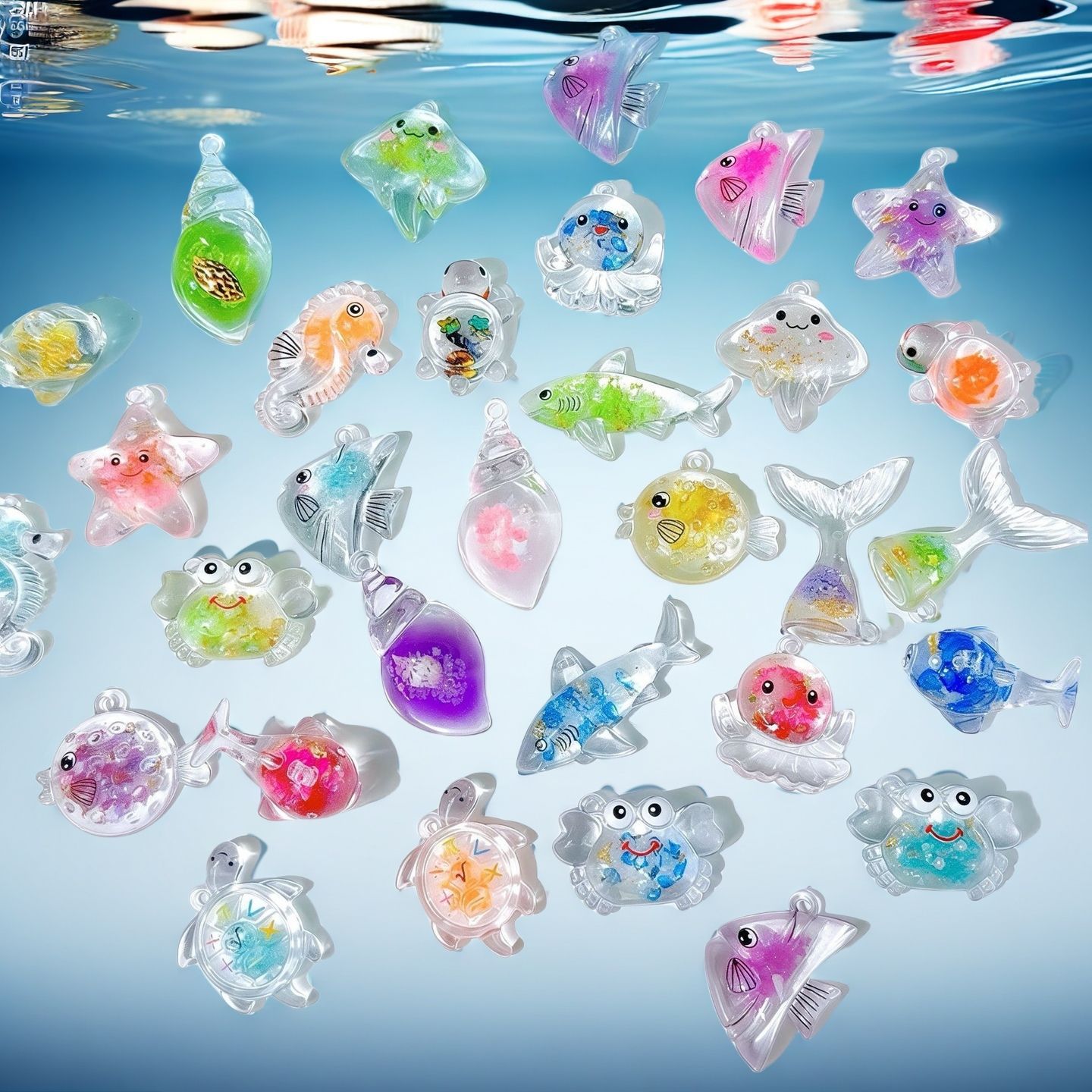 Colorful Luminous Ocean Series Pendant Candy Snail Conch Acrylic Transparent Glitter DIY Jewelry Accessories