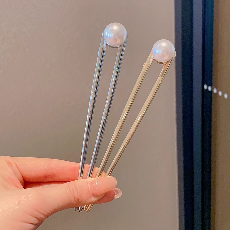 Horquilla de cabello en forma de U de perla de alta calidad horquilla de cabello en la parte posterior de la cabeza femenina horquilla de aleación tocado nuevo peine de horquilla chino