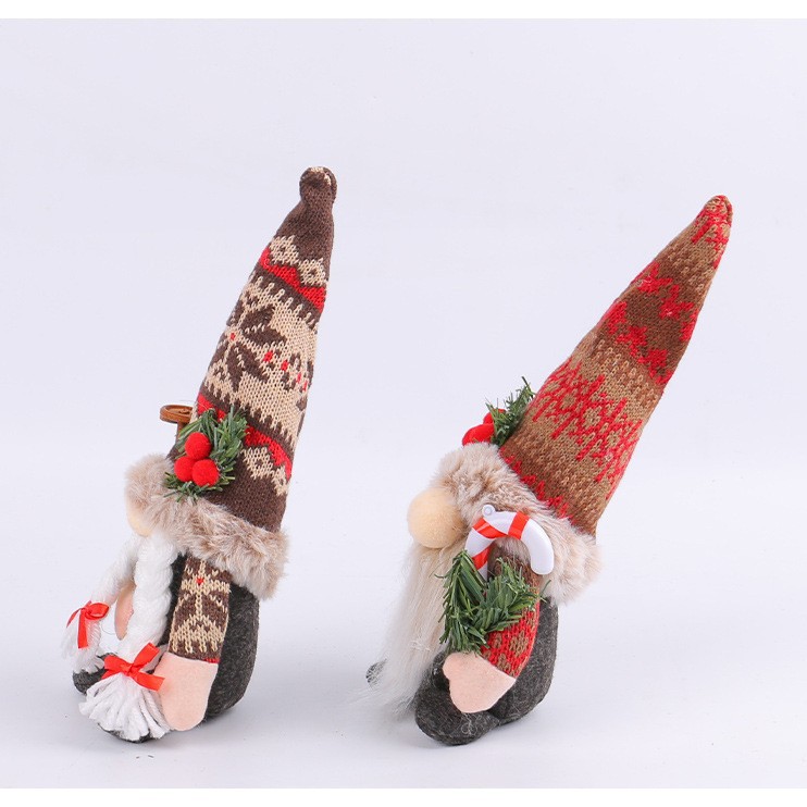 Navidad de punto gorra de nieve muñeca adornos creativos muñeca muñeca muñeca sin cara adornos