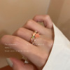 One size zirconium, cute design advanced adjustable ring, high-quality style, on index finger, internet celebrity