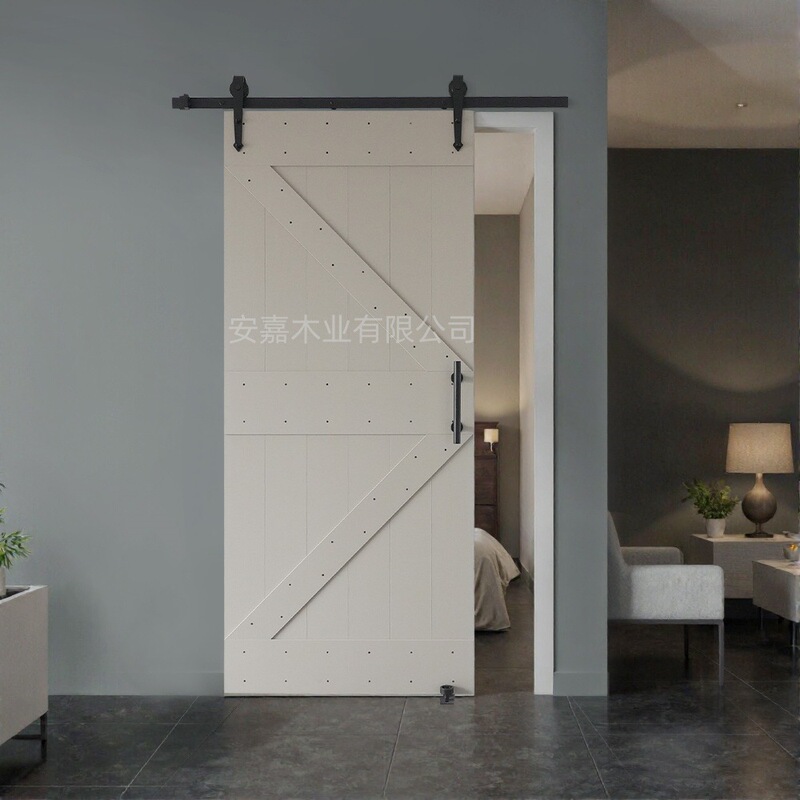 B&B Kitchen Bathroom Sliding Door Paint-Free Board Wooden Door Scandinavian Style Elegant Gray Retro Barn Door Wholesale