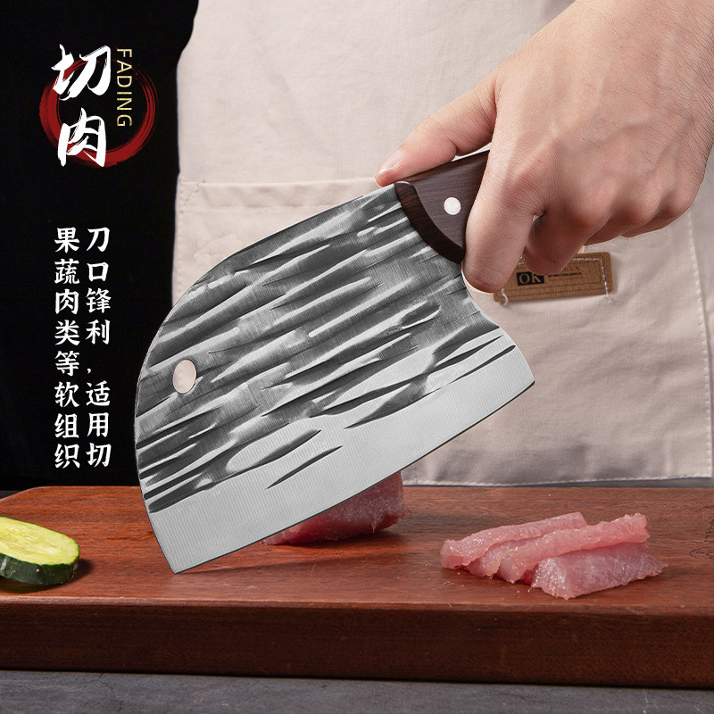 Cuchillo de verduras red cuchillo de doble propósito cuchillo redondo cuchillo de corte de pescado cuchillo de cocina herramientas hechas a mano súper rápidas martillo