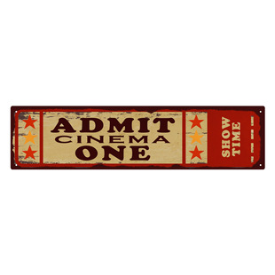 Admit Cinema One Show Time Tin Painting |   Retro Nostalgic Cinema Logo Decoration