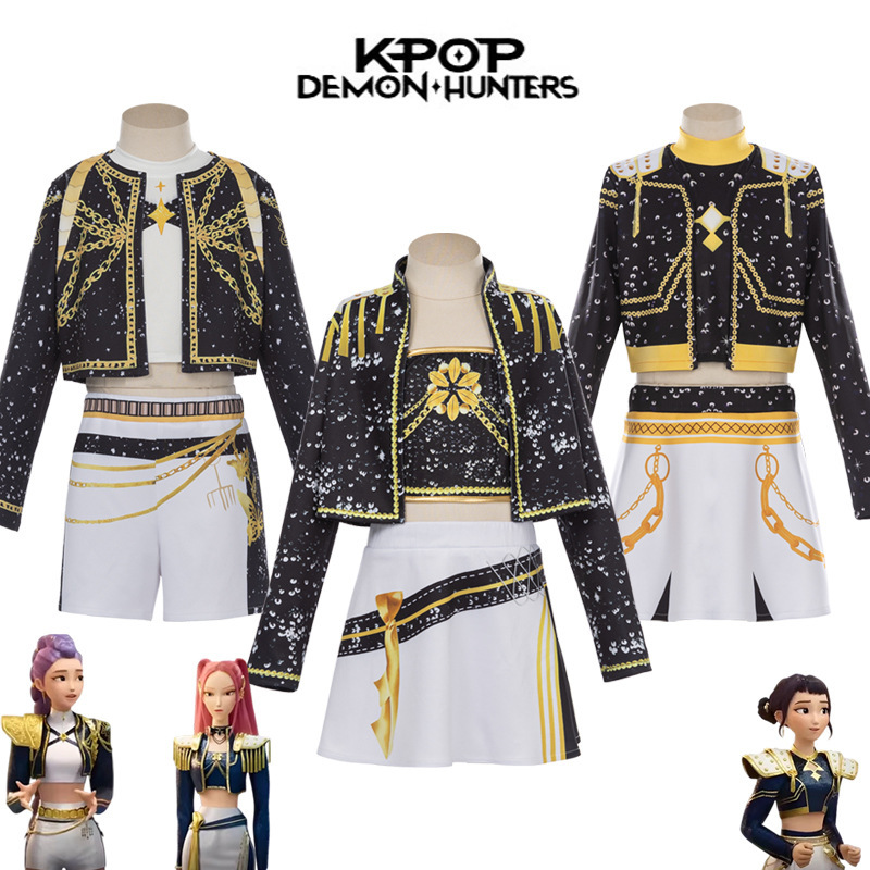 Hunter Witch Cosplay Costume K-Pop Rumi Zoimi Black Gold Stage Performance Anime Dimensional Stage Performance