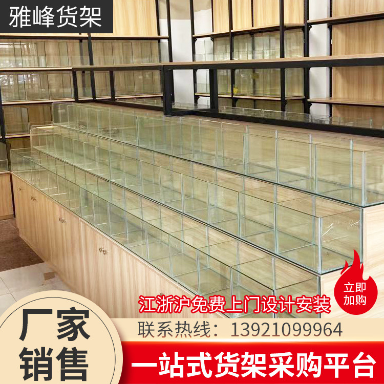 零食货架便利店橱柜式木质玻璃单双面日用品展示架厂家定制可批发