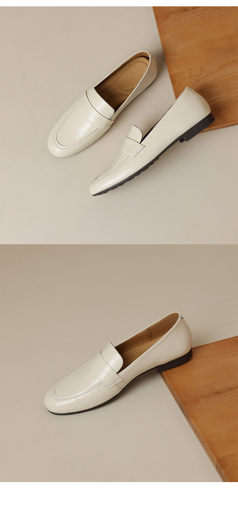 Giày lười nữ mũi tròn đế thấp da mềm phong cách casual — Màu đen chi tiết 18