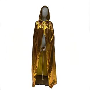 Glossy Halloween Cloak Performance Costume Laser Rainbow Glitter Cape Mirror Leather All-Face Stage Outfit