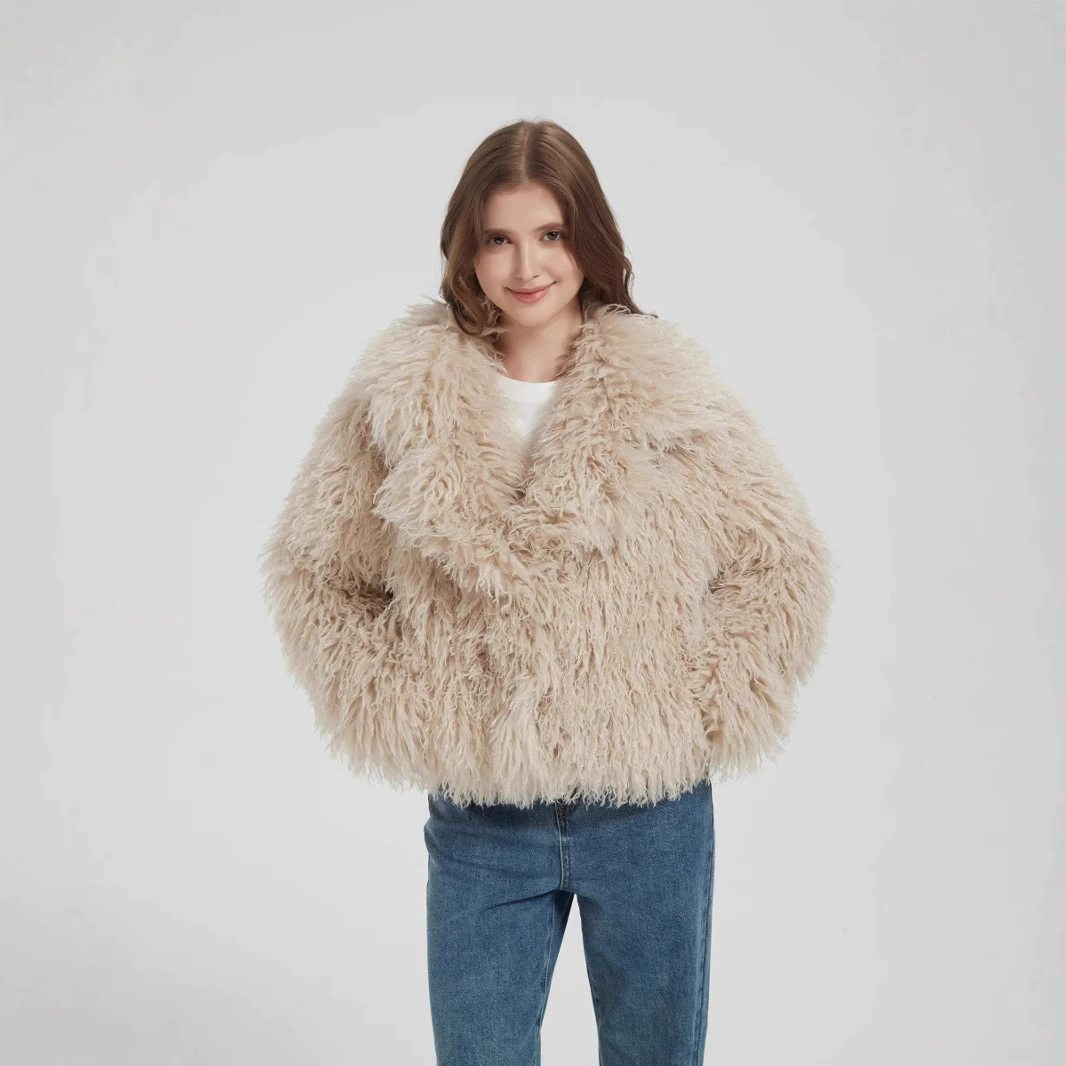 Зимняя женская куртка-пальто из искусственного меха с воротником-стойкой, коллекция Amazon, Европа и Америка, 2025 год.