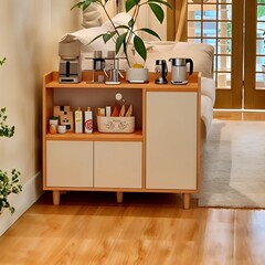 实木芯餐边柜储物柜靠墙一体柜子家用靠墙茶水柜咖啡柜客厅置物柜