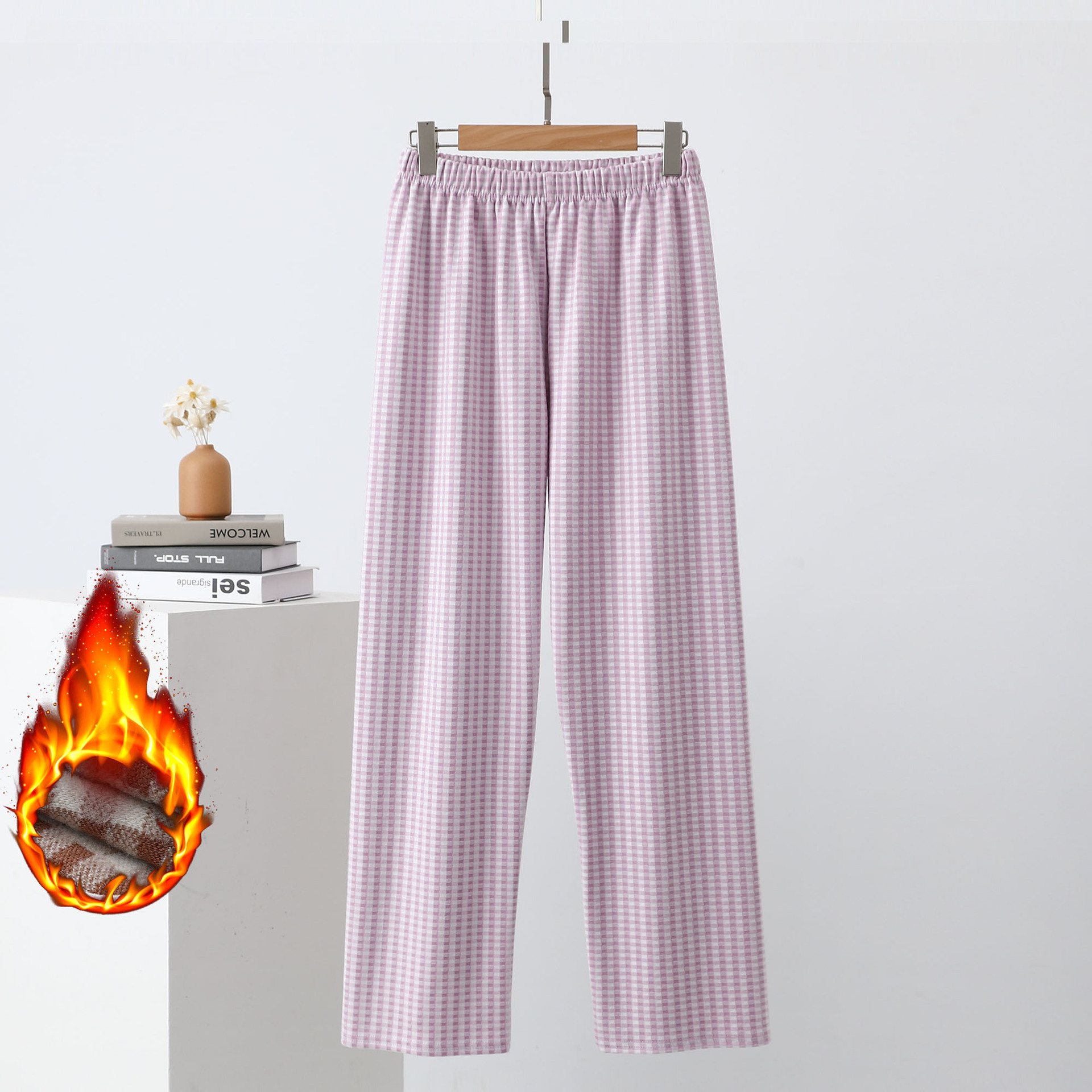 新しい格子の半ズボンの女性の夏の薄い金のキャンディーの色の韓国版の綿の布の運動の高い腰のゆったりしているカジュアルなストレートの睡眠のズボン