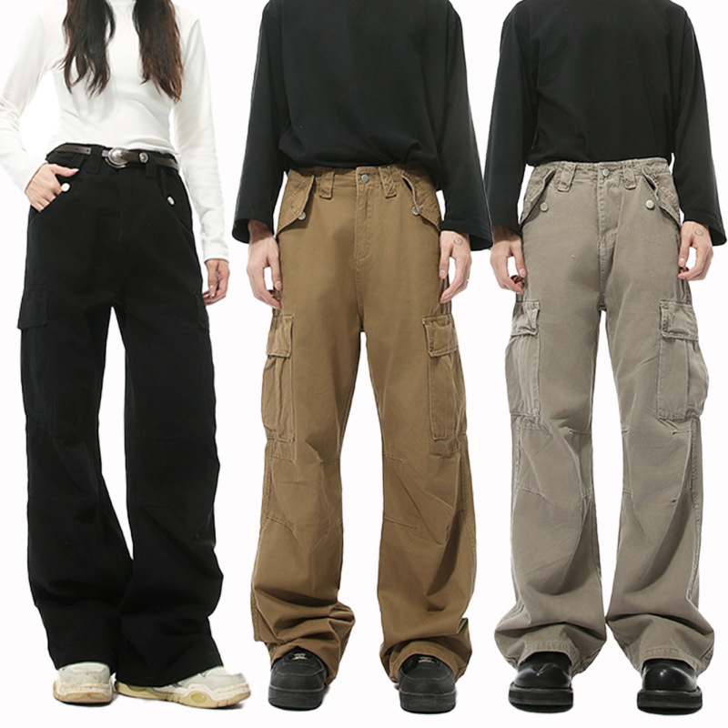 MTLCLOTHES Men's Wear | Winter New American Heavy Industry Retro Straight Loose Tooling Jeans Casual Fashion
