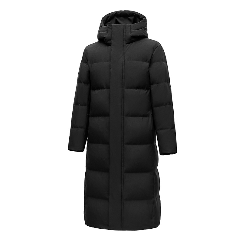 Chaqueta de plumón para hombres y mujeres mediana y larga en invierno de 2025 nuevos productos sobre la rodilla alargada y gruesa tendencia de chaqueta de hombre