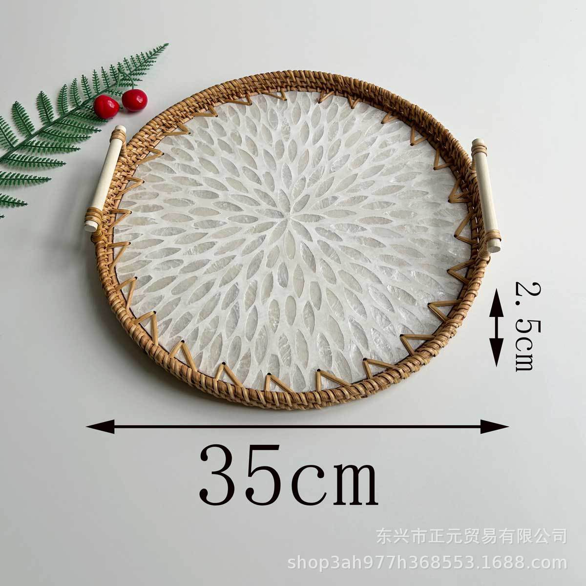 Vietnam ratán tejido Shell bandeja color Shell tejido merienda cesta de almacenamiento merienda bandeja fruta pan té bandeja