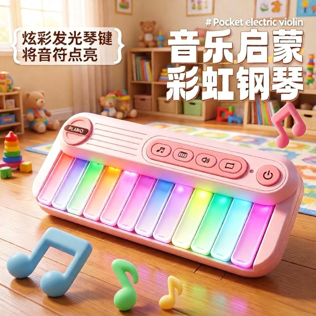 彩虹电子琴初学入门儿童玩具迷你兔子口袋琴可弹奏乐器手指音乐琴