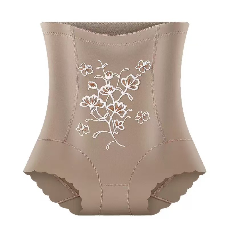 Pantalones de vientre de cintura alta bordados tridimensionales exquisitos de alto lujo, sin costuras, transpirables, ropa interior de mujer de gran tamaño, pantalones de cuerpo de cintura moldeados